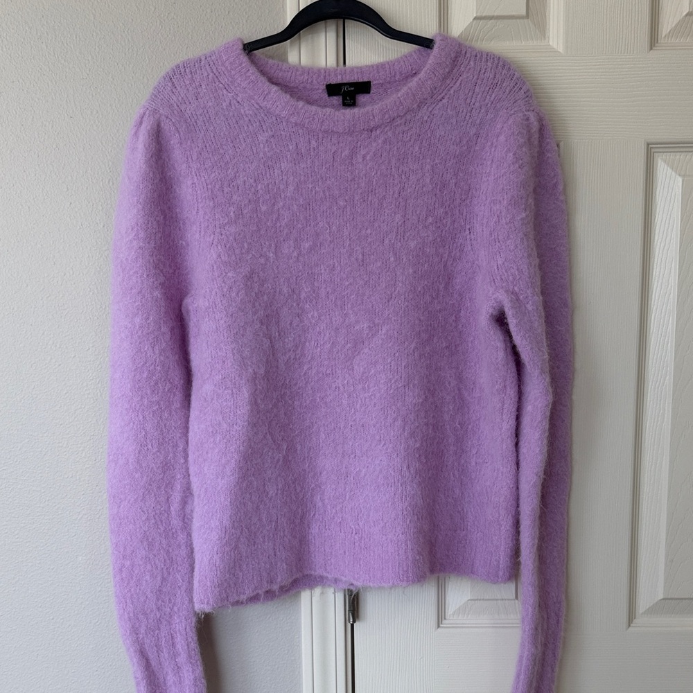 J Crew Puff-sleeve fuzzy crewneck sweater